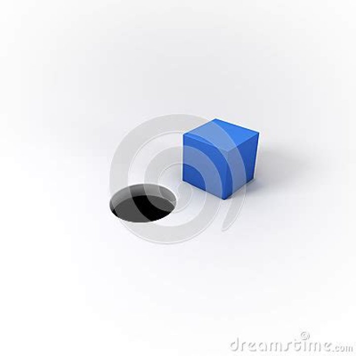 3D Illustrated Blue Square Peg Cylinder and a Round Hole on a Bright