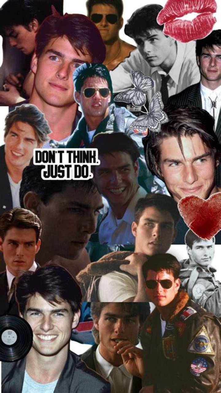 A collage of Tom Cruise as Ethan Hunt on his bike in Mission: Impossible 2, hanging on the outside of the Burj Khalifa in Ghost Protocol, and pointing a gun in Mission: Impossible 3