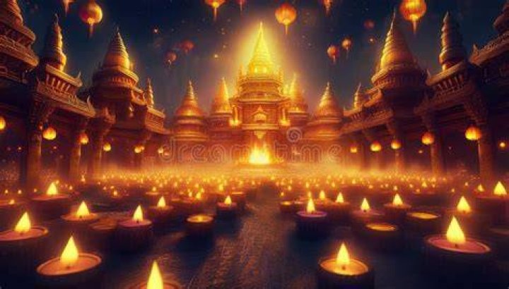 a lit up temple in china at night