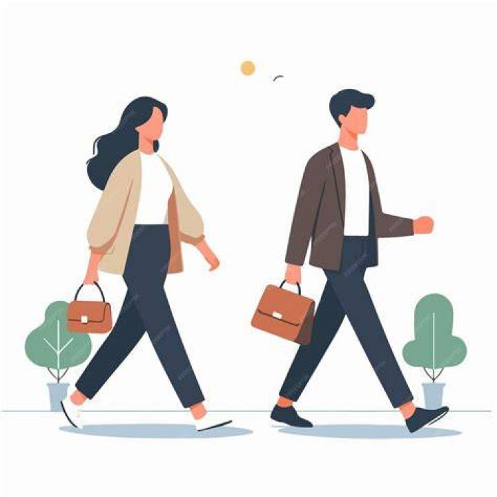 a man and woman walking