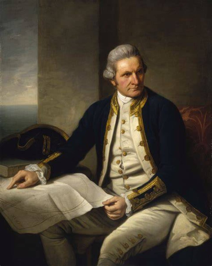 A portrait of Captain Cook.