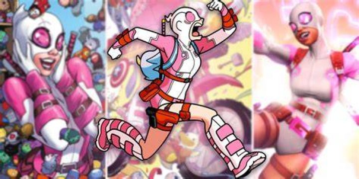A split image of Gwenpool in the comics