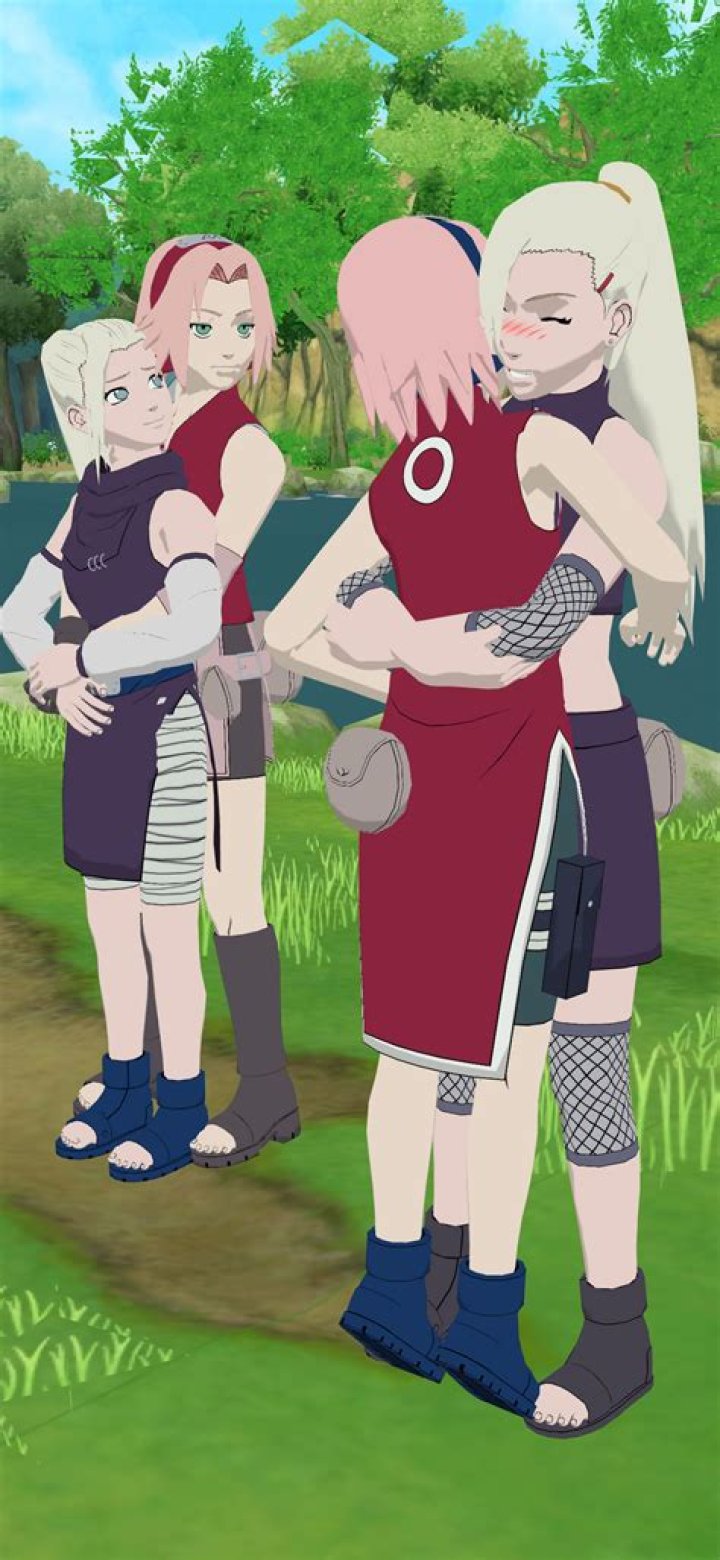 A young Sakura and Ino stand together during a Naruto flashback