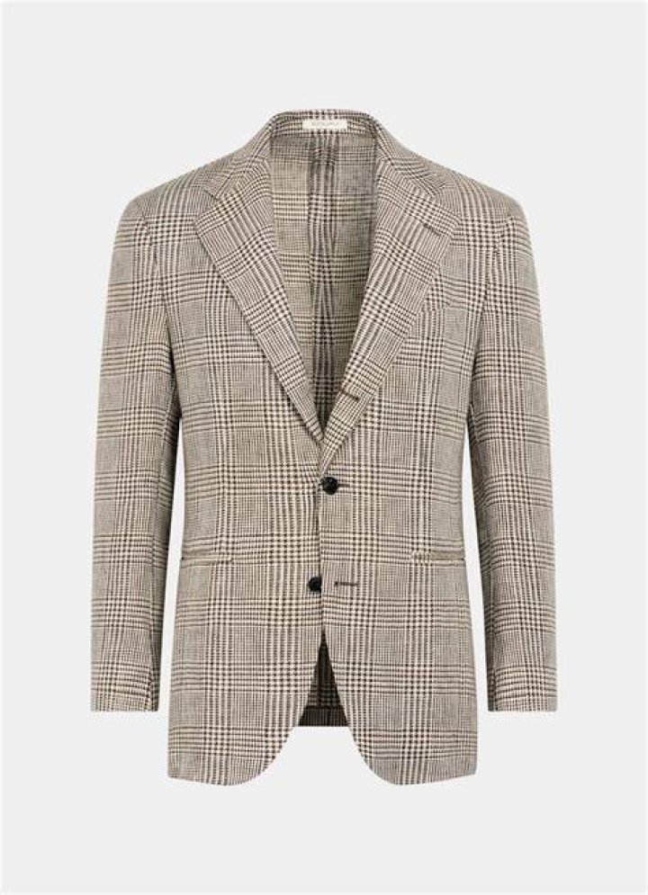 Alcantara-trimmed checked wool-tweed blazer Alcantara-trimmed checked wool-tweed blazer