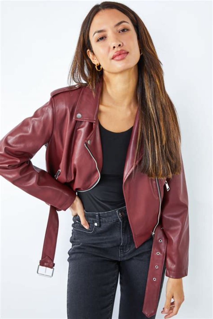 Angelina Faux Leather Jacket with Faux Shearling Trim