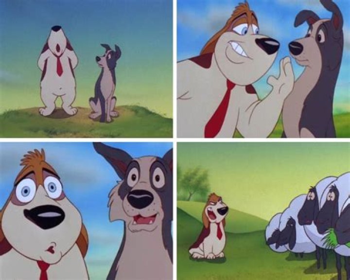 Animated dog, Rover, looking dumbfounded in Rover Dangerfield
