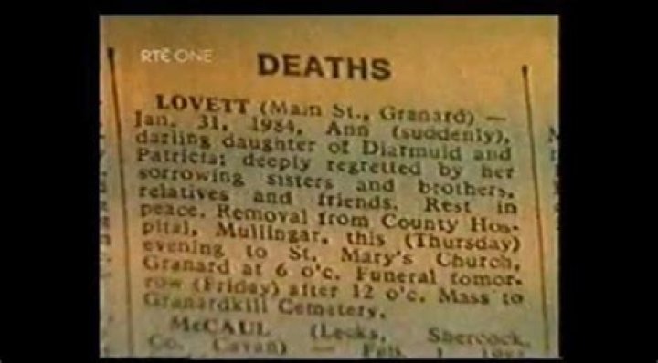 Ann Lovett Death, Granard Ireland, 1984, Brief Life Of 15-Year-Old Ann Lovett