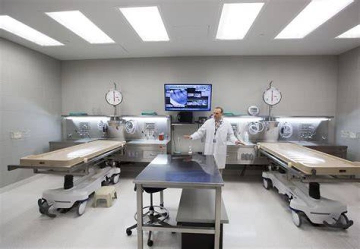 Azrael inside forensics lab at precinct in Lucifer