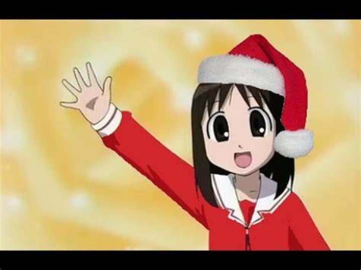 Azumanga Daioh Christmas Chiyo-chichi hands over a present dressed as santa