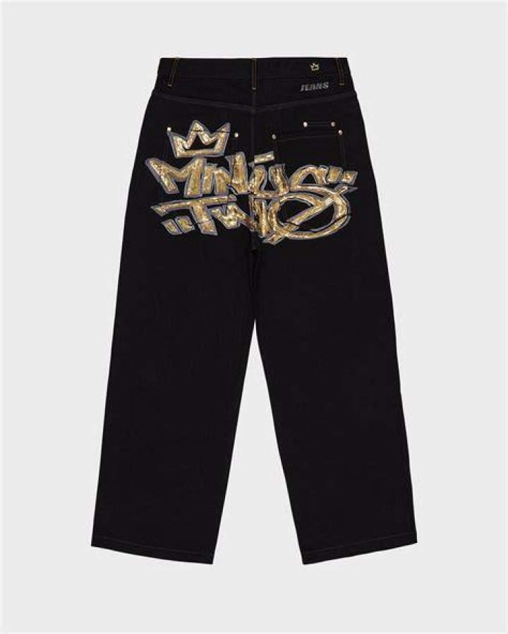 baggy logo jeans and two toned flats