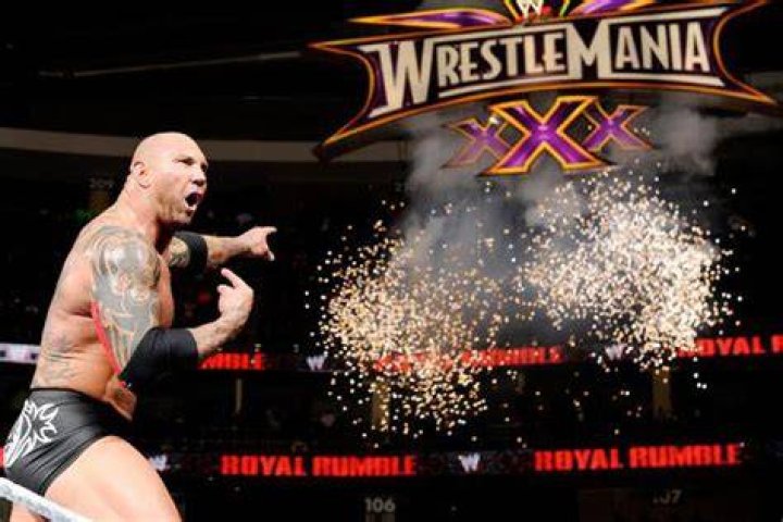 Batista after winning the 2014 Royal Rumble