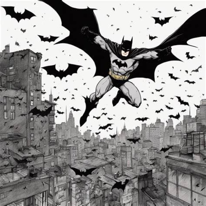Batman surrounded by bats in Batman Begins