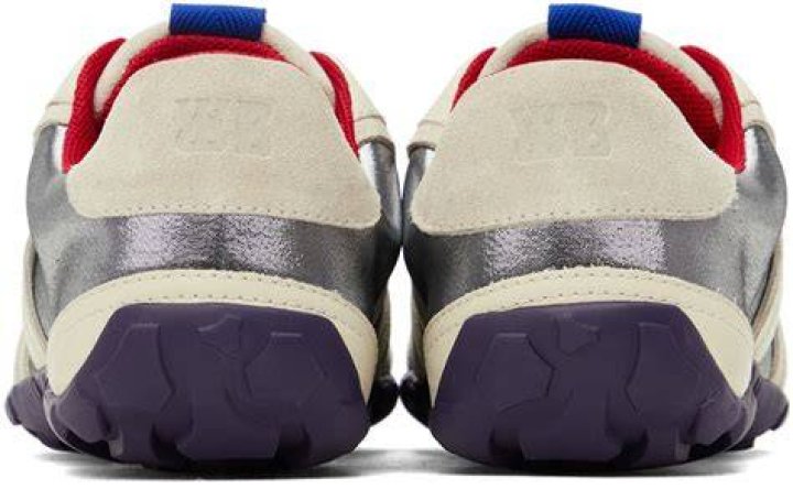 Beige & Silver Paneled Sneakers