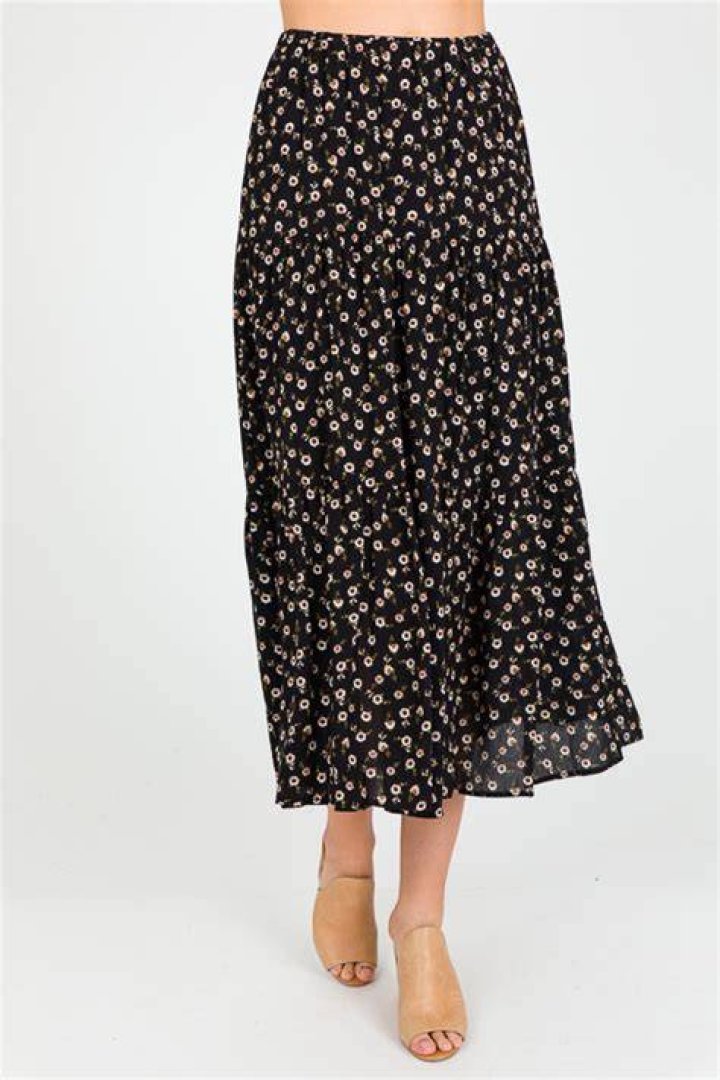 Black Floral Maxi Skirt