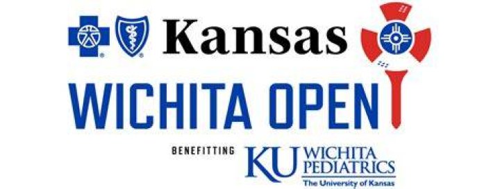 Blue Cross and Blue Shield of Kansas Wichita Open Benefitting KU Wichita Pediatrics presents check supporting health of Kansas children