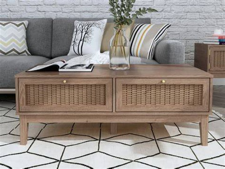 Bordeaux 2 Drawer Rattan Coffee Table Living Room Furniture Tables