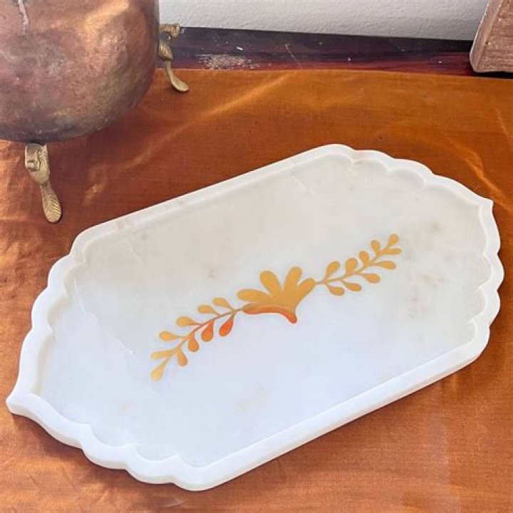 Brass Inlay Marble Tray