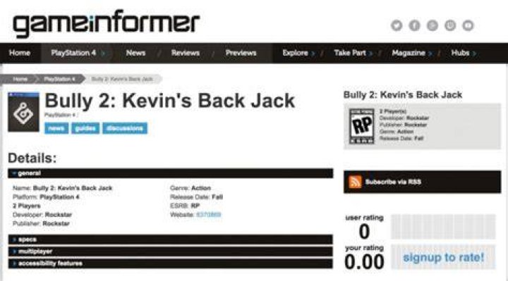 Bully 2: Kevin's Back Jack spotted on GameInformer, but it may not be the hot leak we're hoping for