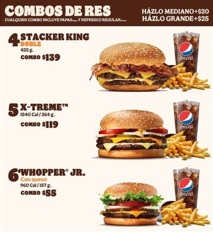 Burger King menu