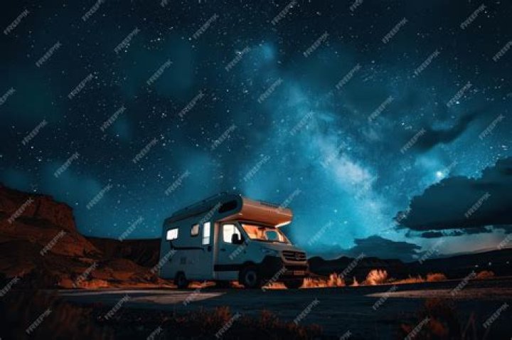 Camper under the starry sky