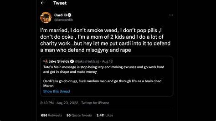 Cardi B Brilliantly Claps Back at UFC Star Who Roped Her Into Andrew Tate Controversy