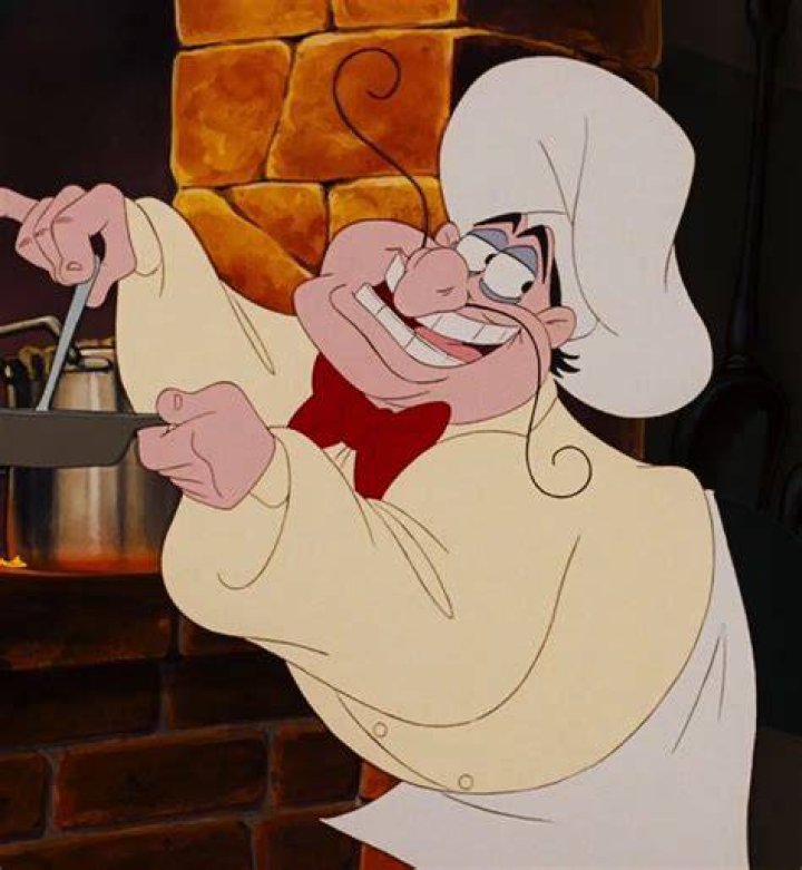 Chef Louis, Flounder and Ariel The Little Mermaid split image
