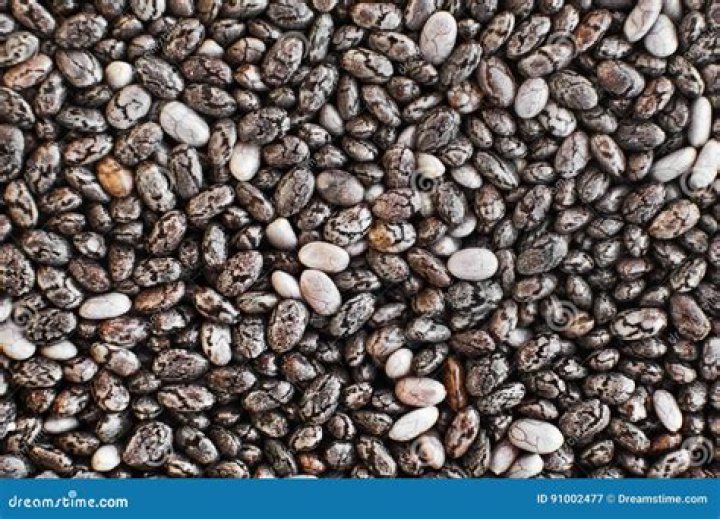 chia seeds close up on a white background