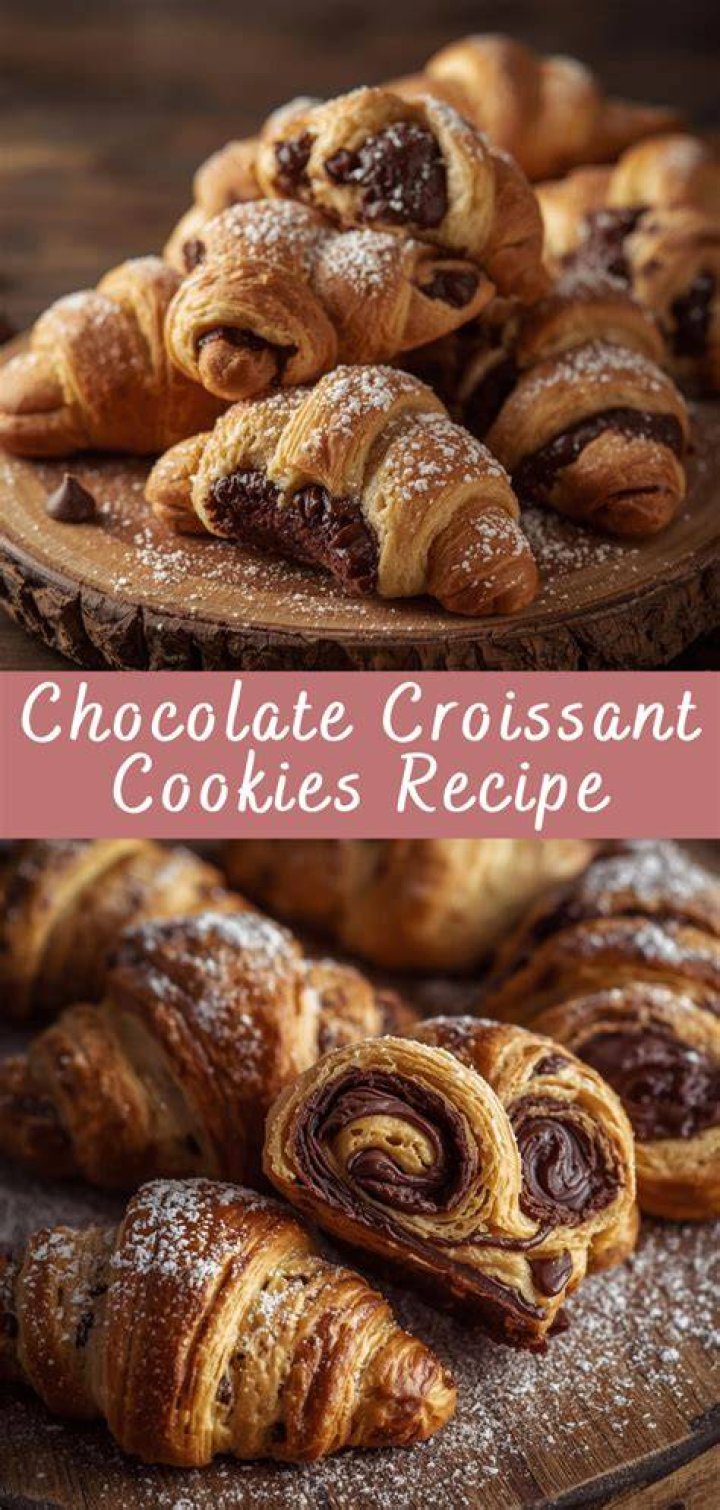 Chocolate Croissant Cookies with tender, buttery dough wrapped around