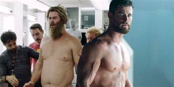 Chris Hemsworth as Fat Thor in Avengers Endgame and Thor in Ragnarok