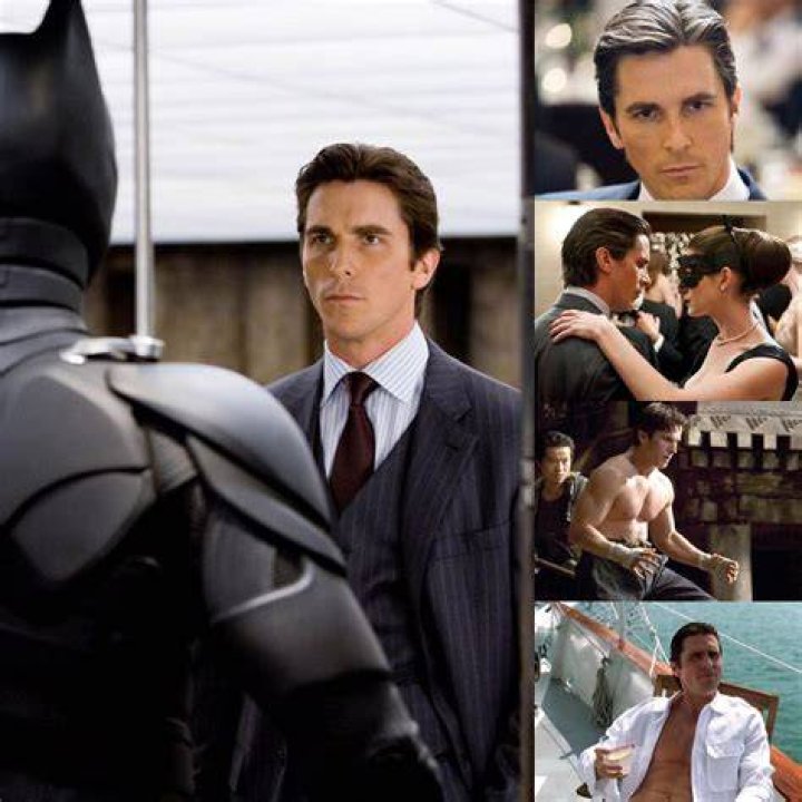 Christian Bale as Bruce Wayne next to the Batsuit in The Dark Knight Rises