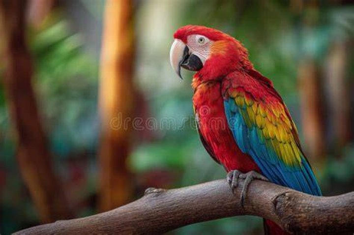 Colorful macaw in a tree