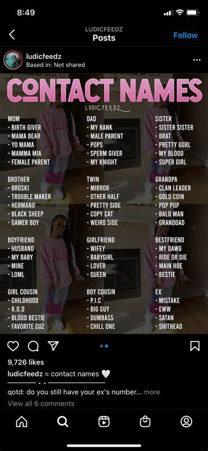 Contacts names for Contact names, Names, Crushes