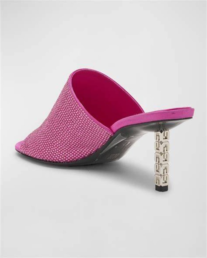Cube Strass Heel Mule in Satin