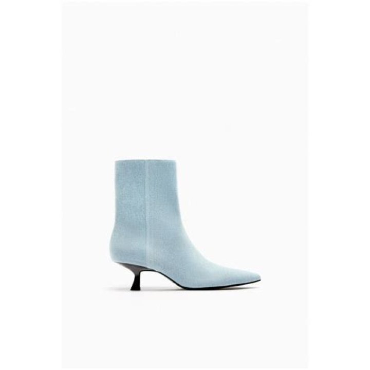 Denim Kitten Heel Ankle Boots Denim Kitten Heel Ankle Boots