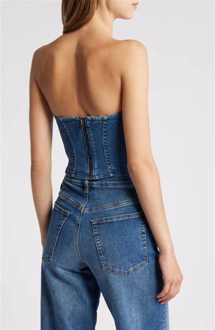 denim maxi with corset top and flats