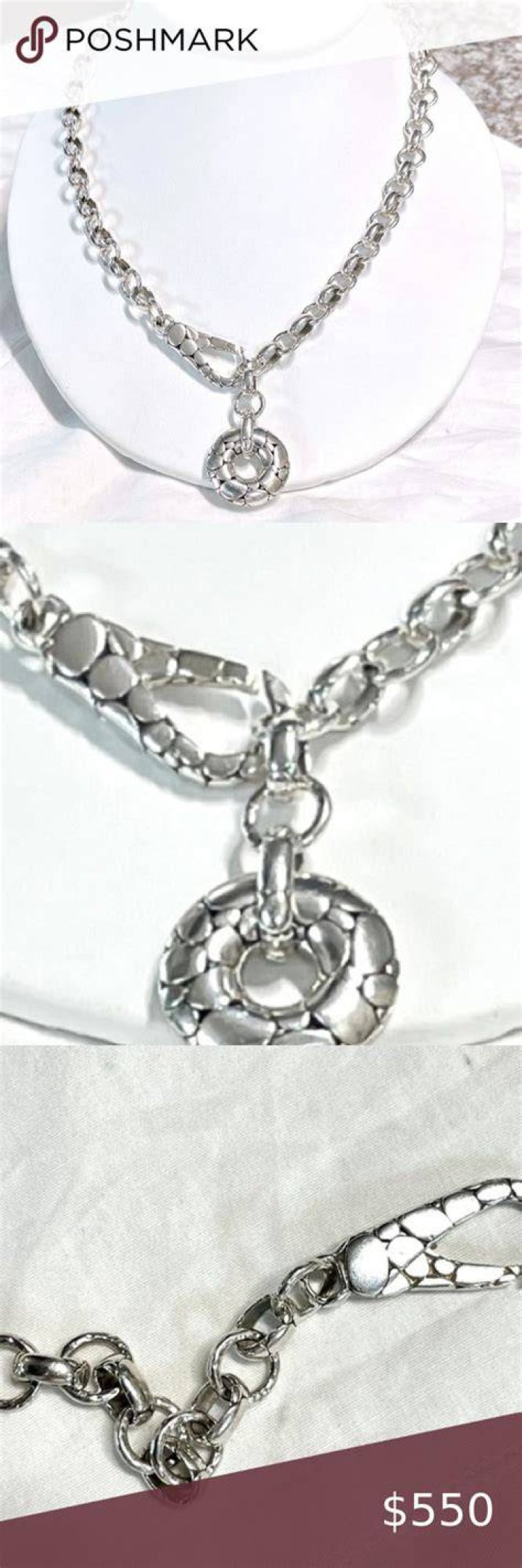 Donut link necklace in sterling silver