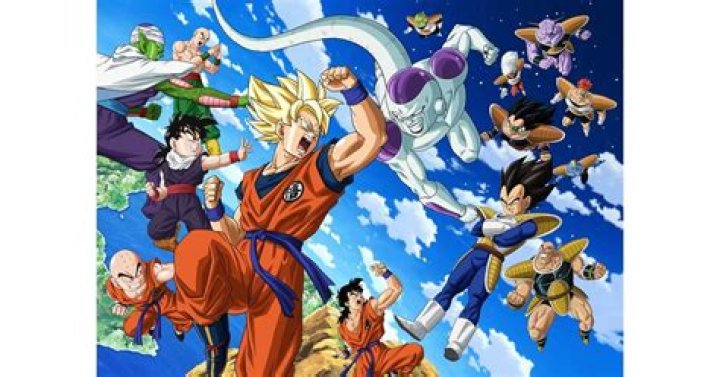 Dragon Ball Z key art with Goku and the supporting cast of the anime.