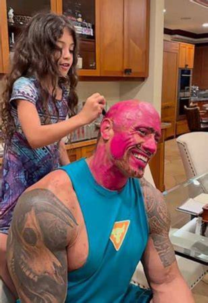 Dwayne Johnson's Daughters Give Him a Pink Makeover in Cute Video
