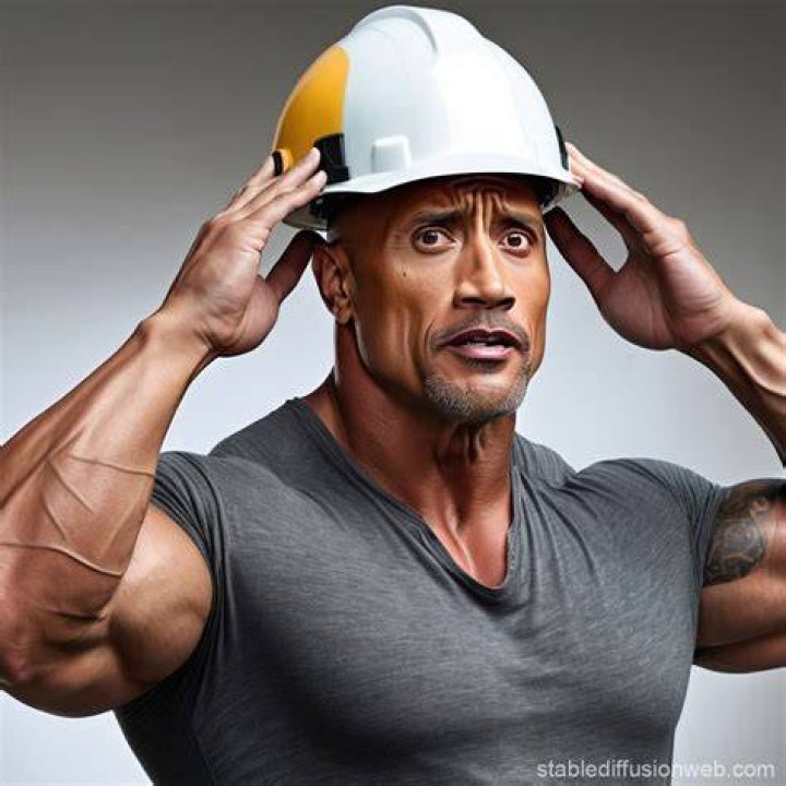 Dwayne Johnson rubbing his head in Jumanji