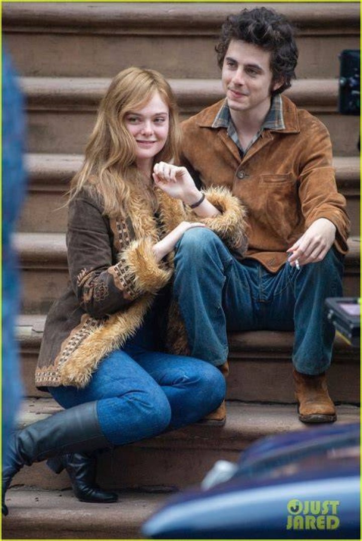 elle fanning and timothee chalamet on set in new jersey