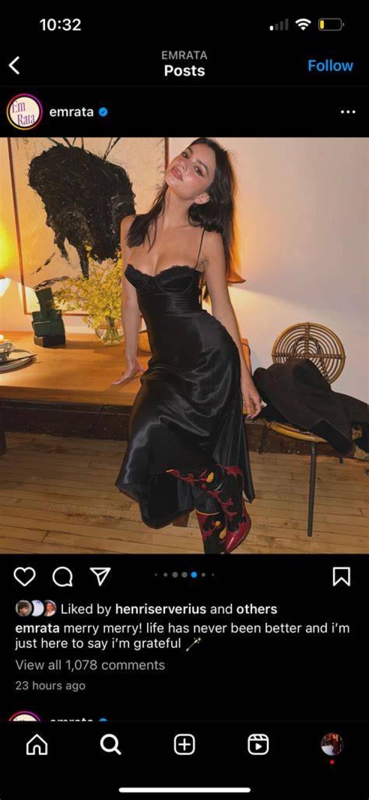 Emily Ratajkowski Dresses Up a Delicate LBD With Red-Accented Boots