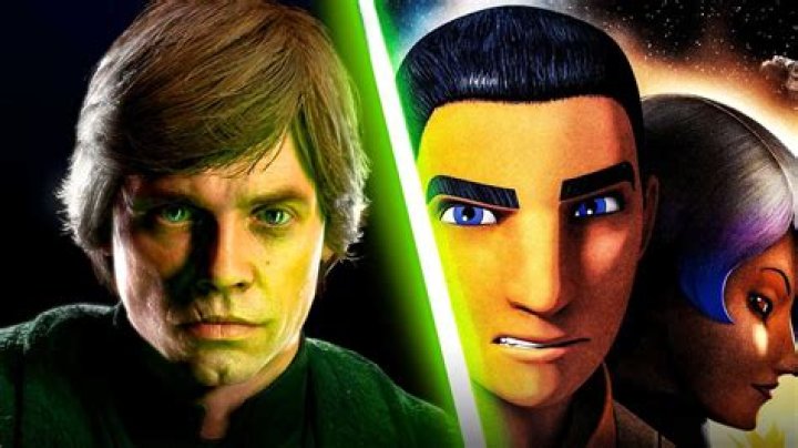 Ezra Bridger and Luke Skywalker both carrying green lightsabers.