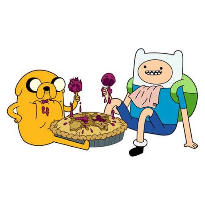 Finn and Jake eating a pie in Adventure Time