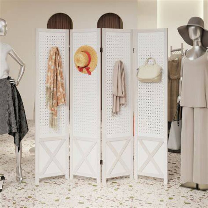 Four Panel Pegboard Room Divider
