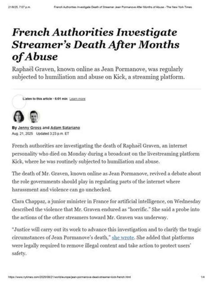 French ‘Survivor’ Death: Authorities Open Criminal Investigation