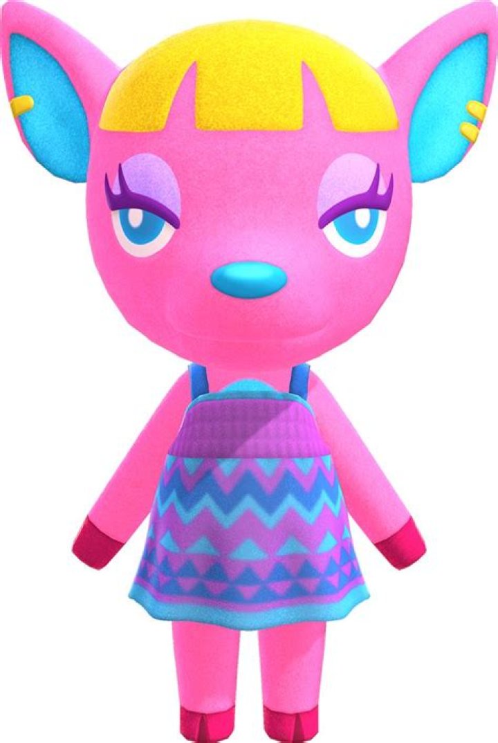 Fuchsia shading a female villager in Animal Crossing New Horizons