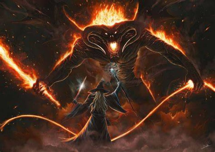 Gandalf vs Balrog in Lord of the Rings