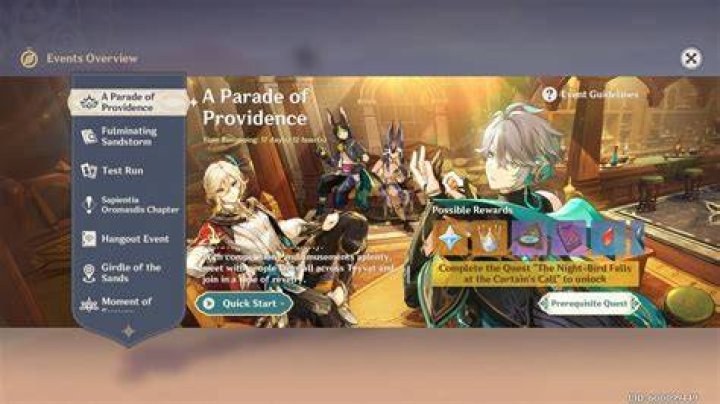 Genshin Impact A Parade of Providence event guide. 