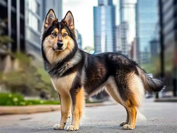 Gerberian Shepsky standing outdoor