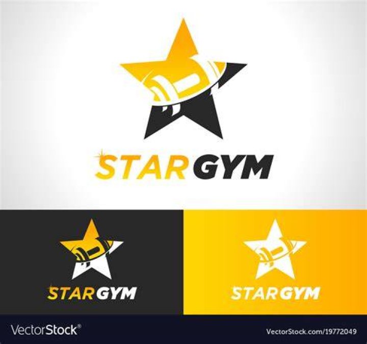 Gold star gym fitness logo icon Royalty Free Vector Image